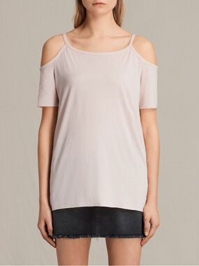 ALLSAINTS Tyra Devo Cold Shoulder Top White Size S